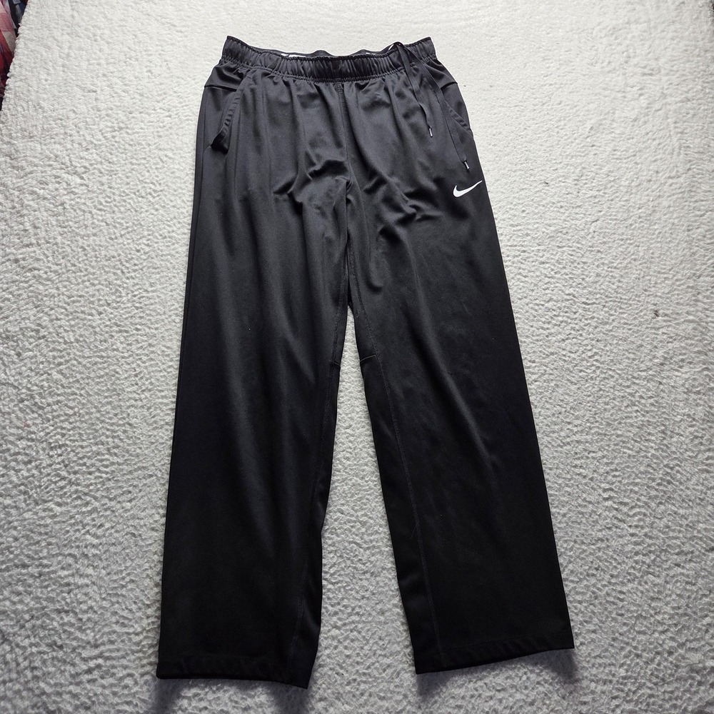 Nike Track Pants Mens 28x27 Black Knit Elastic Waist Pockets Gym Training